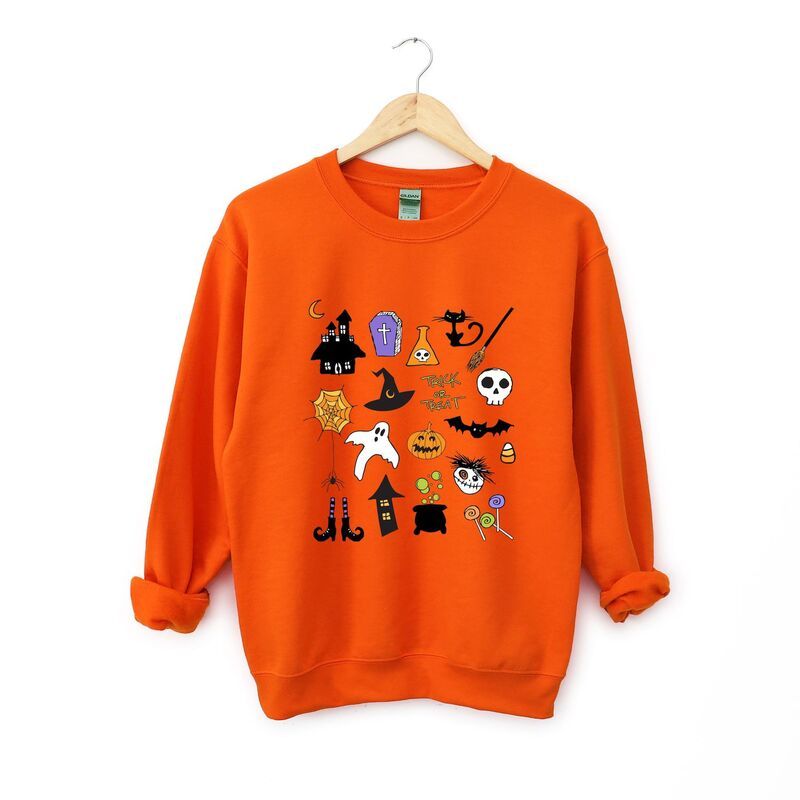 Simply Sage Market レディース トップス Tシャツ スウェット Simply Sage Market Halloween Collage Sweatshirt Orange オレンジ