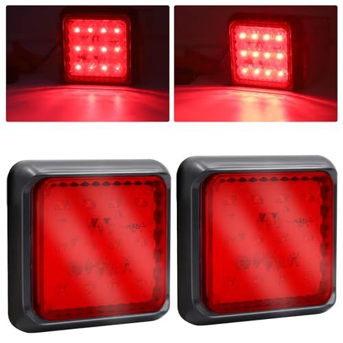 トラック用テールランプLED 12V 24V 角型 リアライト トレーラー トラック 軽トラなどのスモール ブレーキに適用 赤 12LED搭載 落下防止 プラスチック 2個セット送料無料 b3b74a49