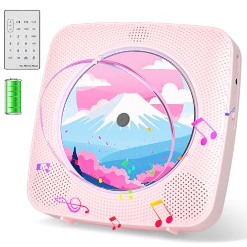 Gueray cdプレーヤー Bluetooth受信/送信 充電可能 壁掛け可能 ステレオスピーカー内蔵 CDプレイヤー FMラジオ USB再生モード 操作簡単 リピート/A-Bリピート再生 mp3対応 イヤホン対応 CDラジカセ 防塵カバー 8496a4a7