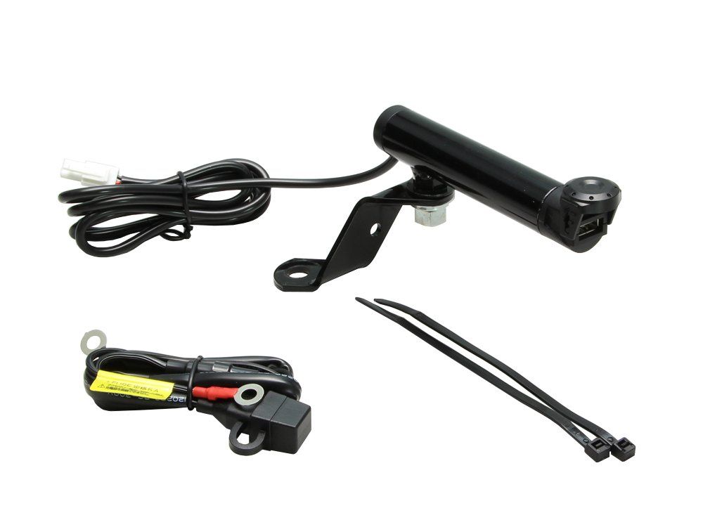 新品 ハリケーン(HURRICANE) クランプバー USB電源付き 外径22.2mm クランプ有効長68mm ブラック 汎用 HU1020B