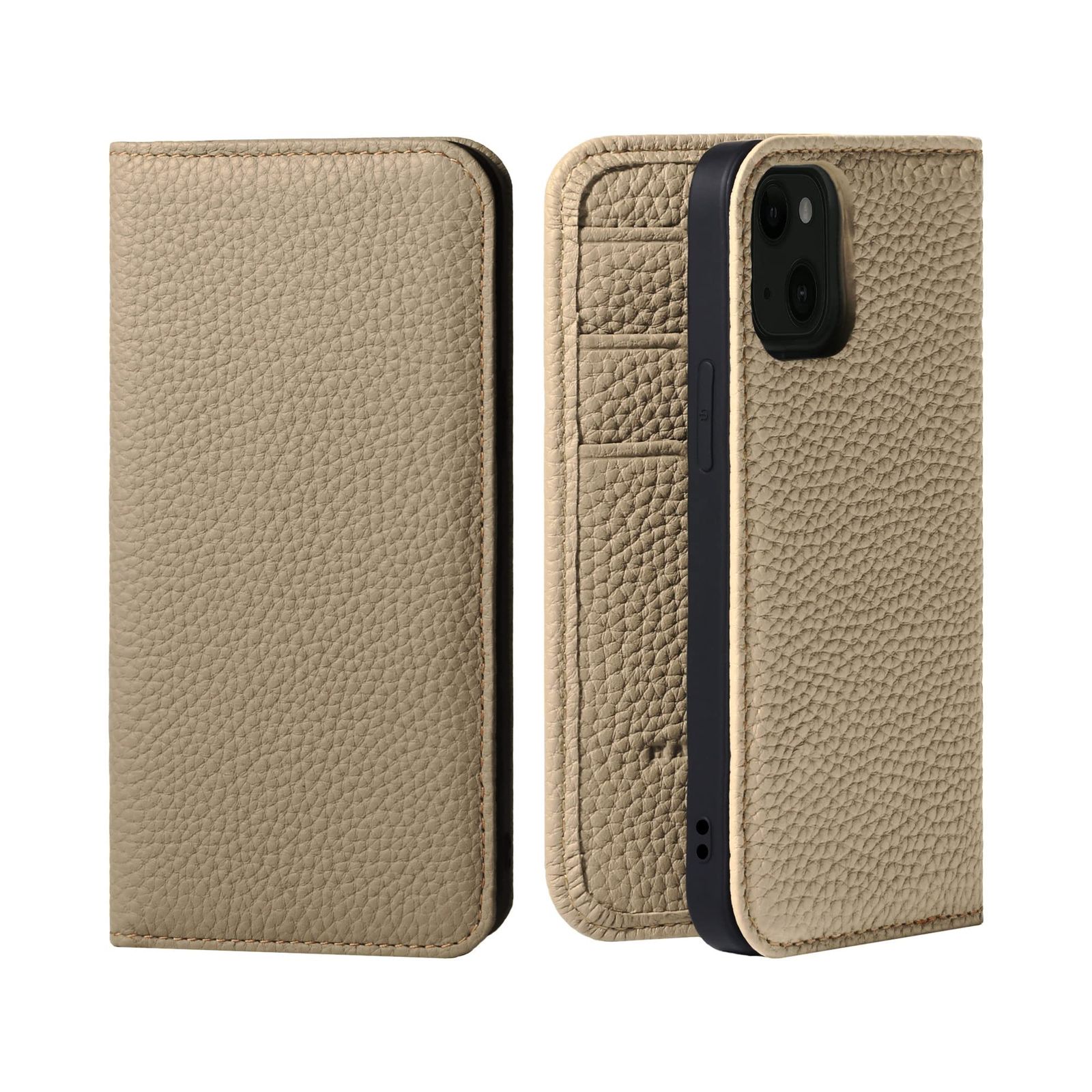 新品 HANATORA for iPhone 13mini ケース 手帳型 本革 スマホケース スマホ スタンド コードホルダー 付き シュリンクカーフレザー マグネットなし グレージュ PH-13Mini-Grege ギフト 誕生日 女性 男性 彼女 お母さ