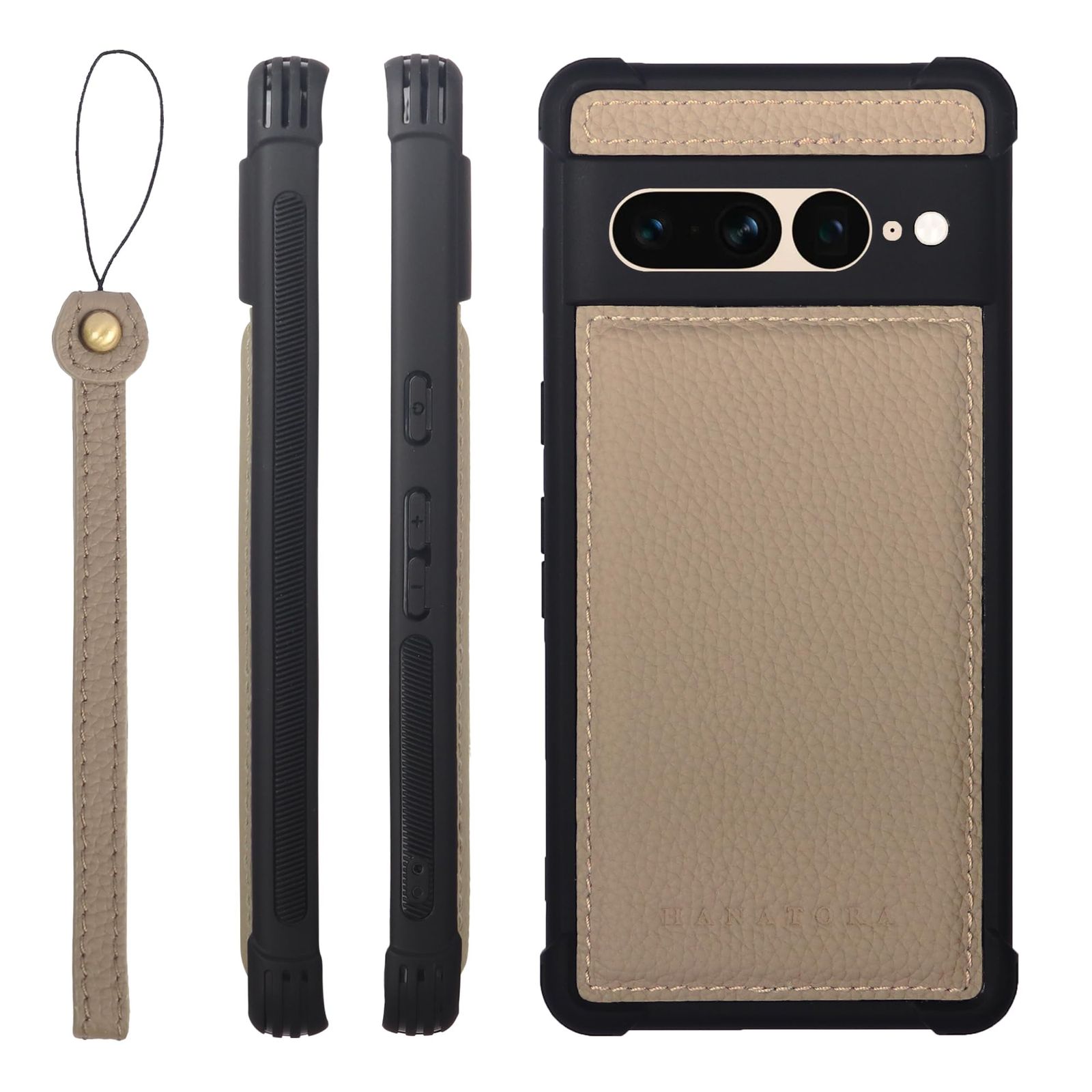 新品 [HANATORA] 本革 Google Pixel 7Pro ケース レザー シンプルスタイル 背面 バックケース HANATORA グレージュ SPG-GP7Pro-Grege