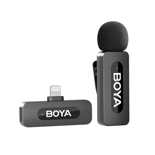 BOYA BY-V1 360°集音ピンマイクワイヤレス Lightningコネクタ iPhone/iPad用ピンマイク 瞬時接続 ノイズ軽減 プラグ&プレイ APP不要 Bluetooth不要 9時間連続使用 超ミニ 360°回転可能 クリッ 6127c6e7