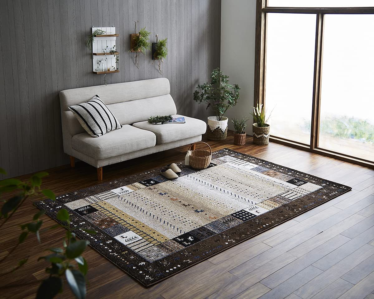 新品 イケヒコ 玄関 選べる マット ラグ ウィルトン 単品 イビサ ブラウン 約80×140cm 厚み 約15mm トルコ製 へたりにくい 耐久性 弾力性 抗菌防臭 消臭 ギャベ柄 エレガント 洗濯不可 おしゃれ ふわふわ #1320370060101