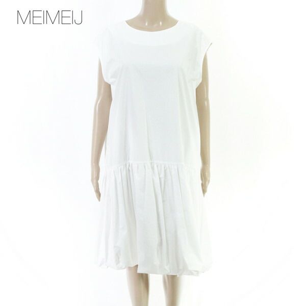80%OFF 新品 メイメイジェイ MEIMEI J ワンピース 40 EOP1802 フリーサイズ ホワイト レディース ノースリーブワンピース コットン バルーン イタリア製