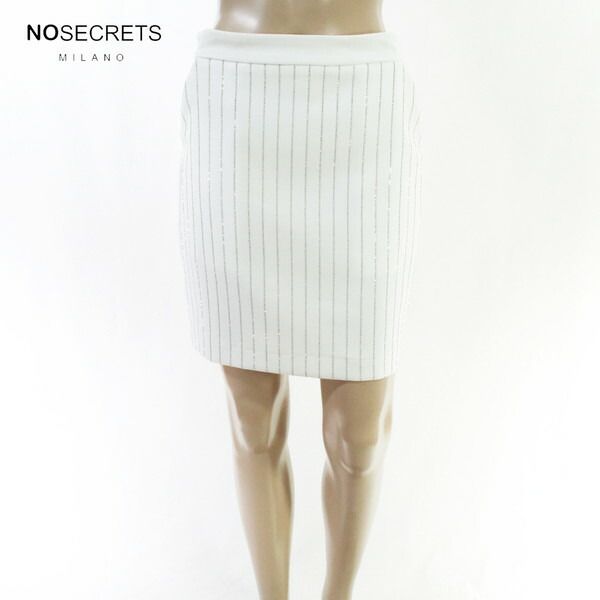 80%OFF 新品 ノーシークレッツ NO SECRETS スカート 42 ESK785 Mサイズ ホワイト レディース ラインストーンスカート