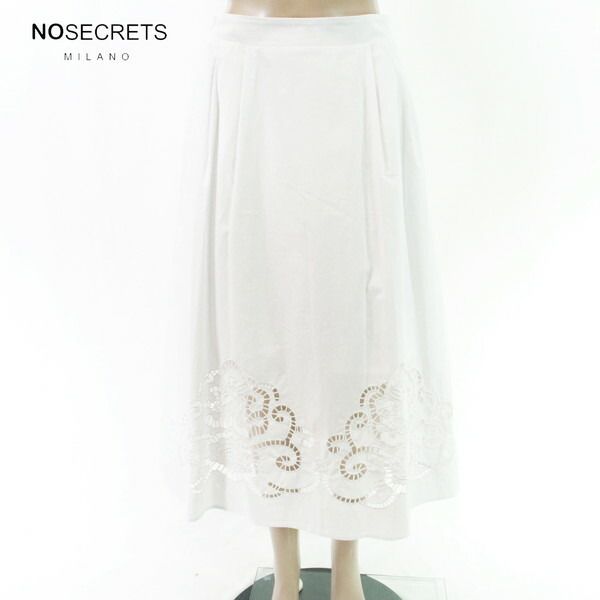 80%OFF 新品 ノーシークレッツ NO SECRETS スカート 42 ESK787 Lサイズ ホワイト レディース ロングスカート コットン コットンレース
