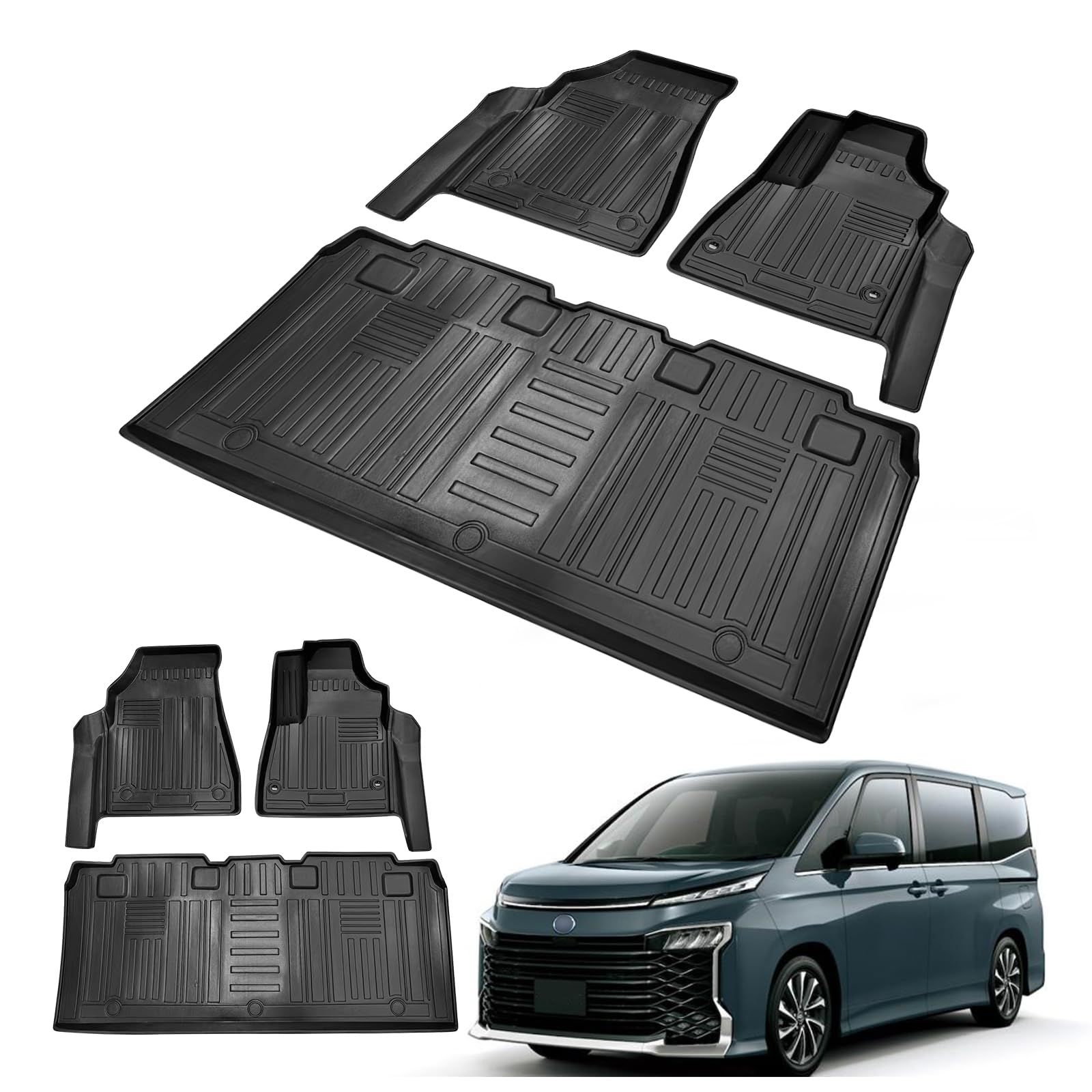新品 BIGKON 適合対応トヨタ ヴォクシー ノア 90系 7人乗 3Dフロアマット 2022年1月?現行 TPE素材 防水 滑り防止 耐汚れ 車種専用設計 カー用品（NOYH VOXY 90系 1+2列目フロアマット、ガソリン車&ハイブリッド車両方とも兼用