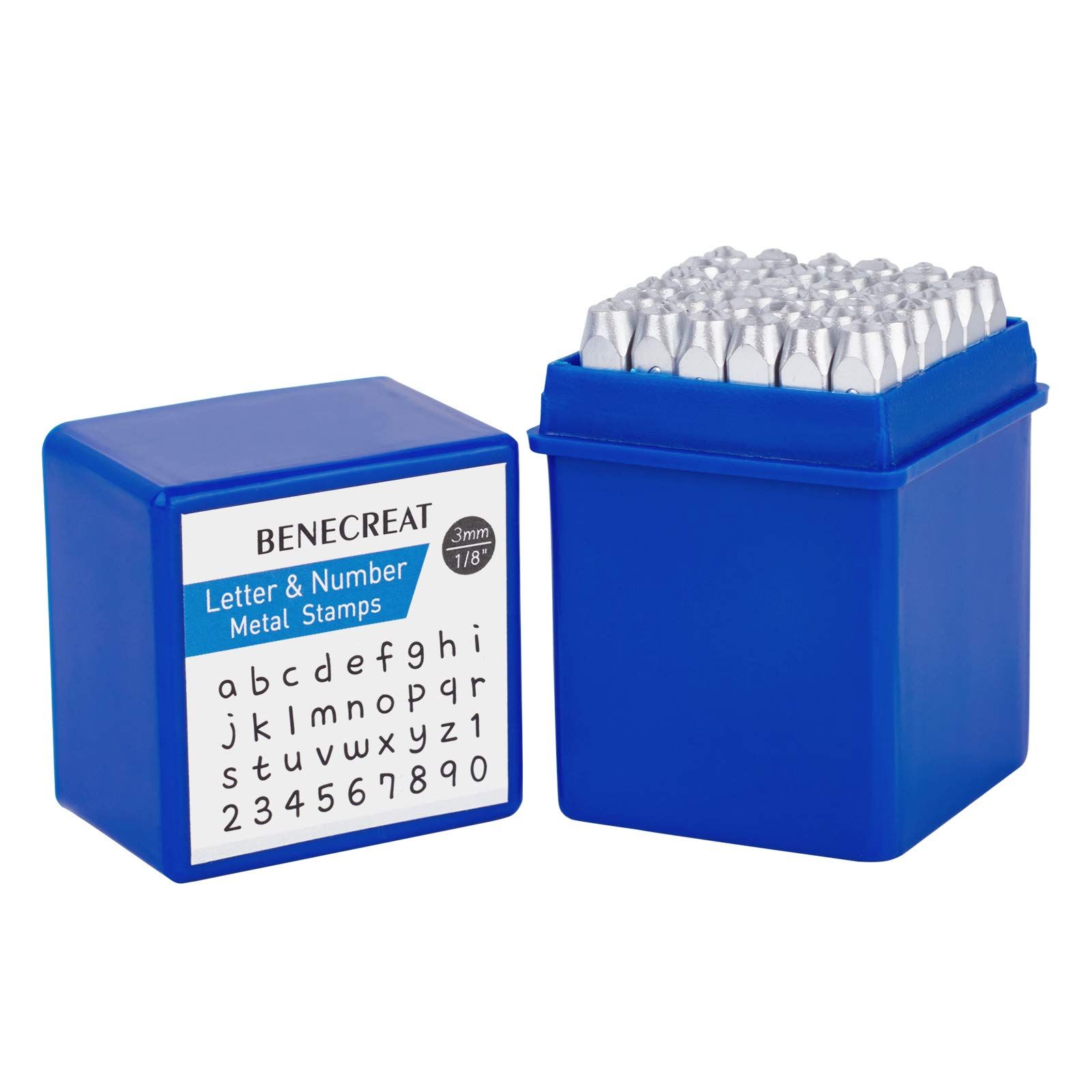 新品 BENECREAT 36本はアルファベット小文字と数字刻印セット 丸い書体 艶消し表面 ポンチ 3mm刻印 アクセサリーデザイン 名入れ 手芸ペンダント レザークラフト 手作りツール 手工芸用