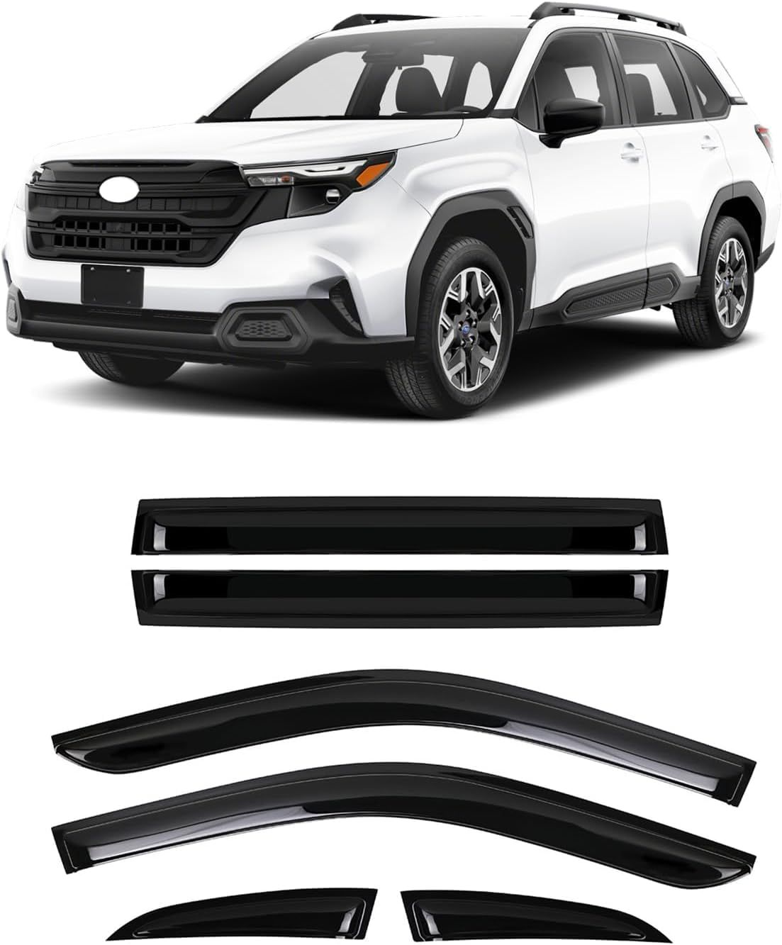 新品 LIDUN 新型 フォレスター Forester SL系 対応 ドアバイザー サイドバイザー ウインドウ バイザー 車用 雨避け 雨よけ 日避け 日よけ 換気 ディフェンダー 外装パーツ アクセサリー ABS樹脂製 左右セット6PCS 取り付け簡単【ブラ