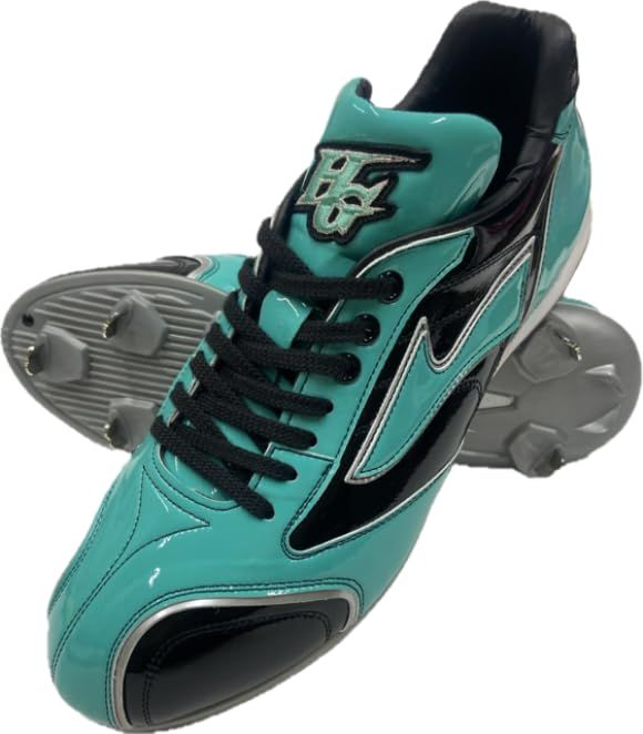 新品 HI-GOLD ハイゴールド 限定 エナメルカラースパイク 樹脂ソール埋込式固定金具（7本歯) PSS-A002 ブラック×エアログリーン 27.0cm