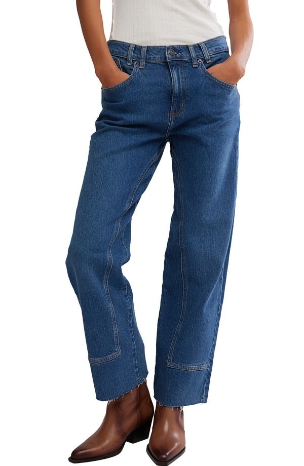 フリーピープル レディース ボトムス デニムパンツ ストレート ジーンズ Free People We the Free Risk Takeraw Hem Straight Leg Jeans Be Bold