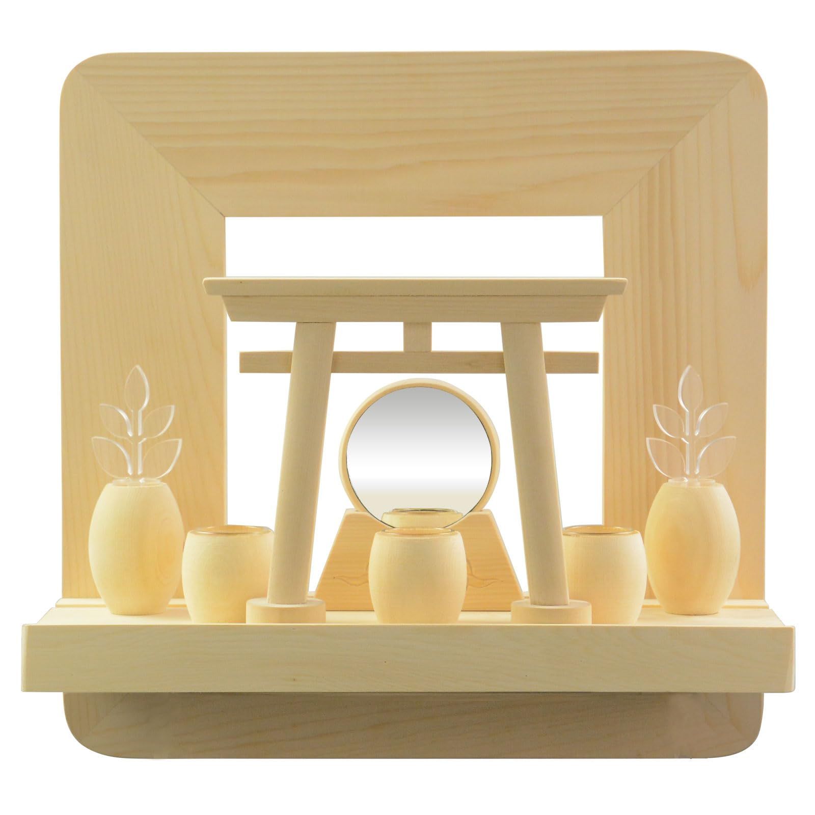 【新品】仏縁堂ブランド：神棚【神具付きモダン神棚 香る桧製・壁掛け専用：天宮（あまのみや）祠セット・御神鏡セット】神道 神様 神札 お札 木札 札入れ 神具 インテリア神棚 現代調神棚 (天宮・御神鏡セット) 5b609bdf
