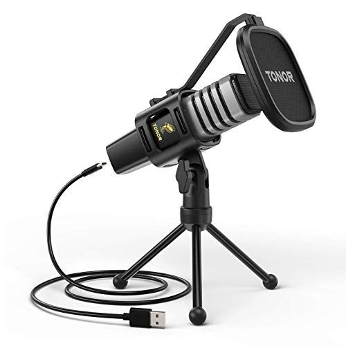 TONOR USB 마이크 콘덴서 컴퓨터 마이크 삼각대 스탠드 (팝 필터 버퍼 마운트 포함) 게임/스트리밍/팟캐스트/유튜브/보이스 오버/스카이프/트위치 노트북 d20f164b용