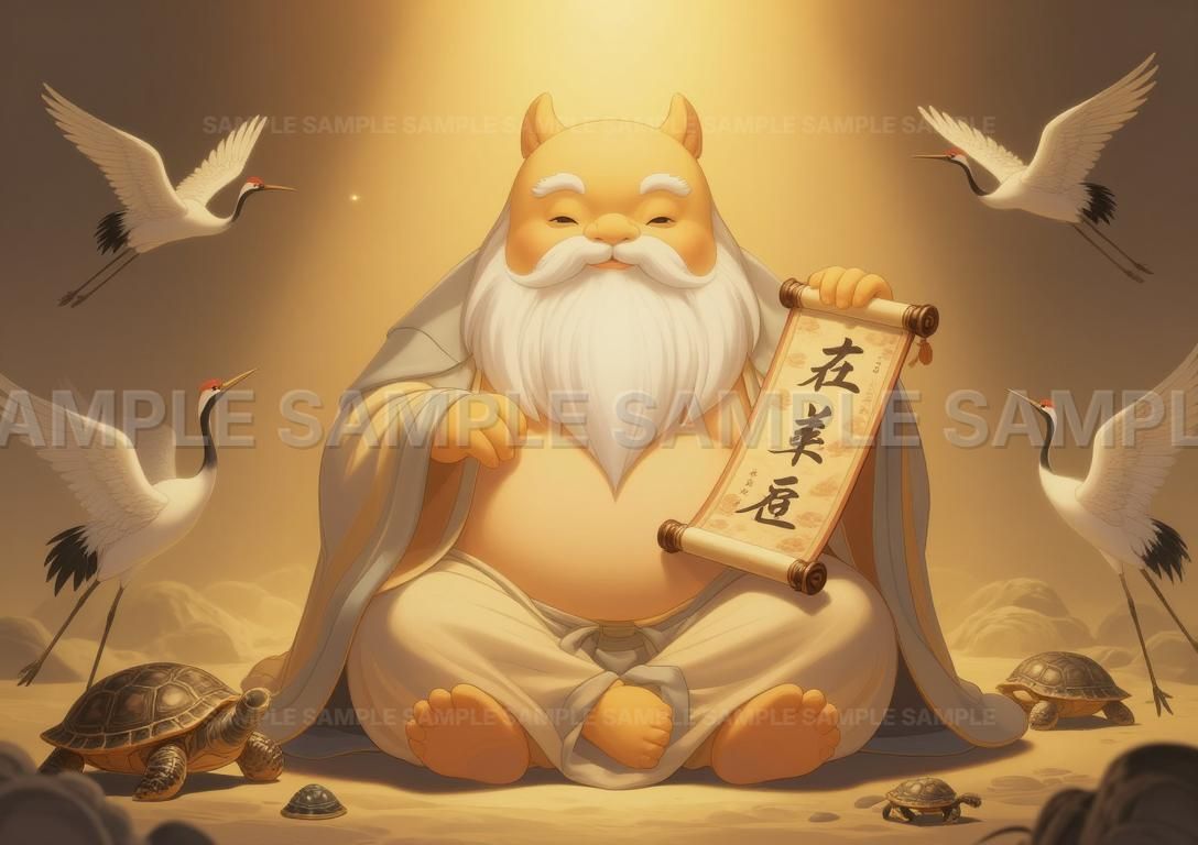 開運AIアート】2L判 【開運招福】龍神様 縁起物 鶴 亀 宝くじ 金運