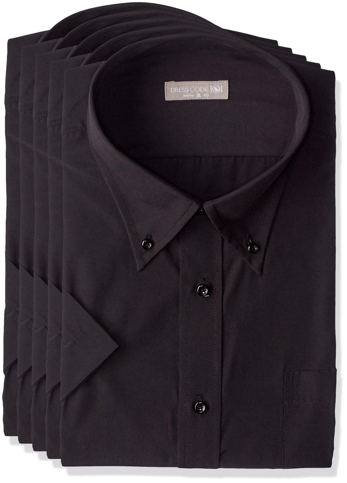 新品 [ドレスコード101] ブラックワイシャツ 5枚セット 制服 業務用 ブラック 半袖ボタンダウン 日本 5L (日本サイズ5L相当)