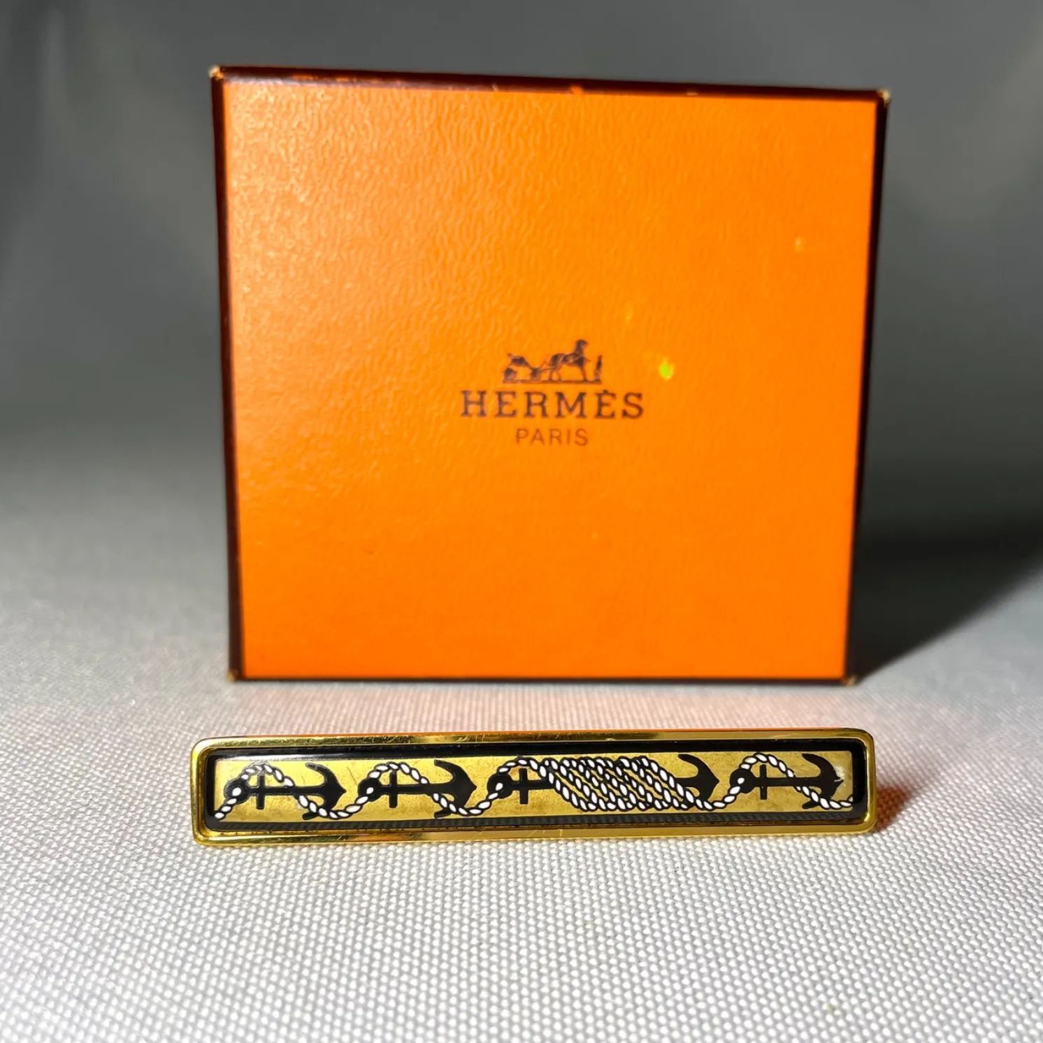 希少 HERMES エルメス エマイユ ブラック&ゴールド マルチカラー