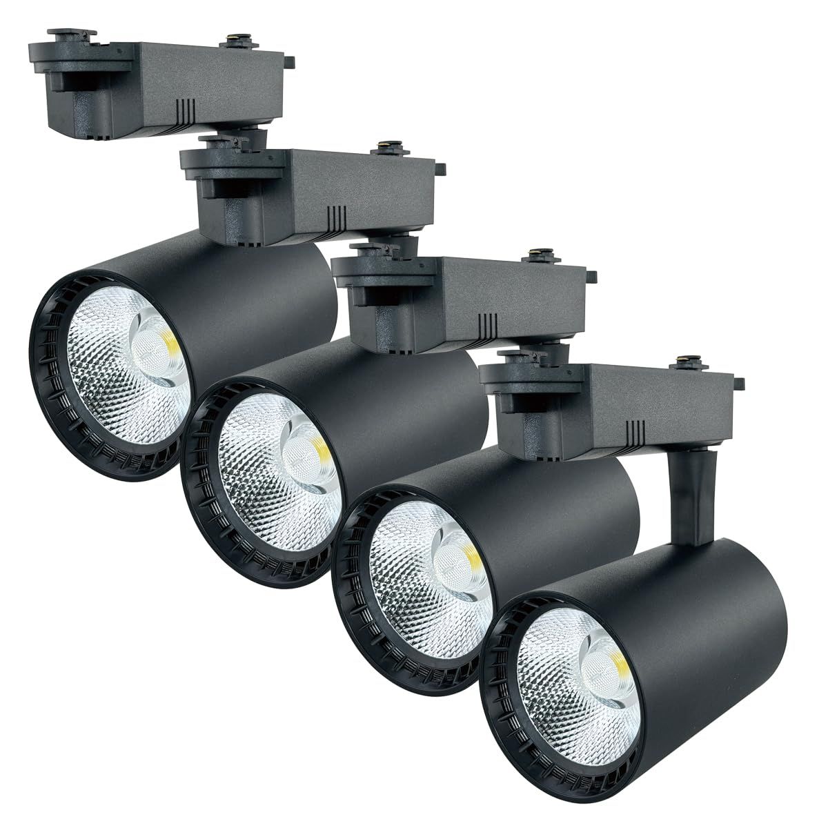 ダクトレールLEDスポットライト 昼白色18W 1700lm 昼白色 AC100V, 50/60Hz対応 ブラック (4個) 商業用スペースで使用することを前提にした、ダクトレール取付の業務用スポットライトkk