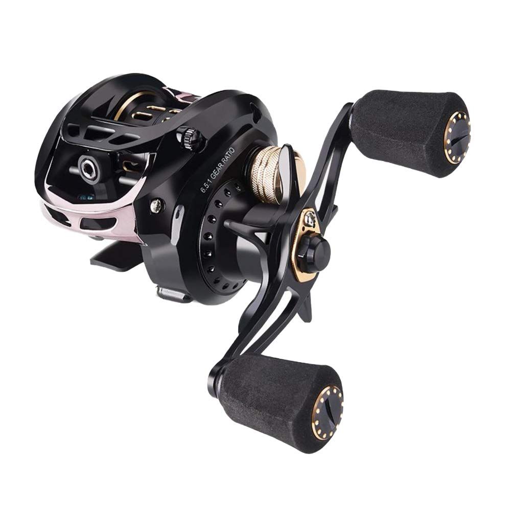 新品 VISPREA リール ベイトリール 軽量 ベイトフィネス 軽量ルアー 最大ドラグ5KG ギア比6.5：1 アルミスプール 海釣り 淡水釣り 両用 超強力マグネットブレーキ 左ハンドル 強力マグネット 左ハンドル 右ハンドル YU41 (金 右巻き)