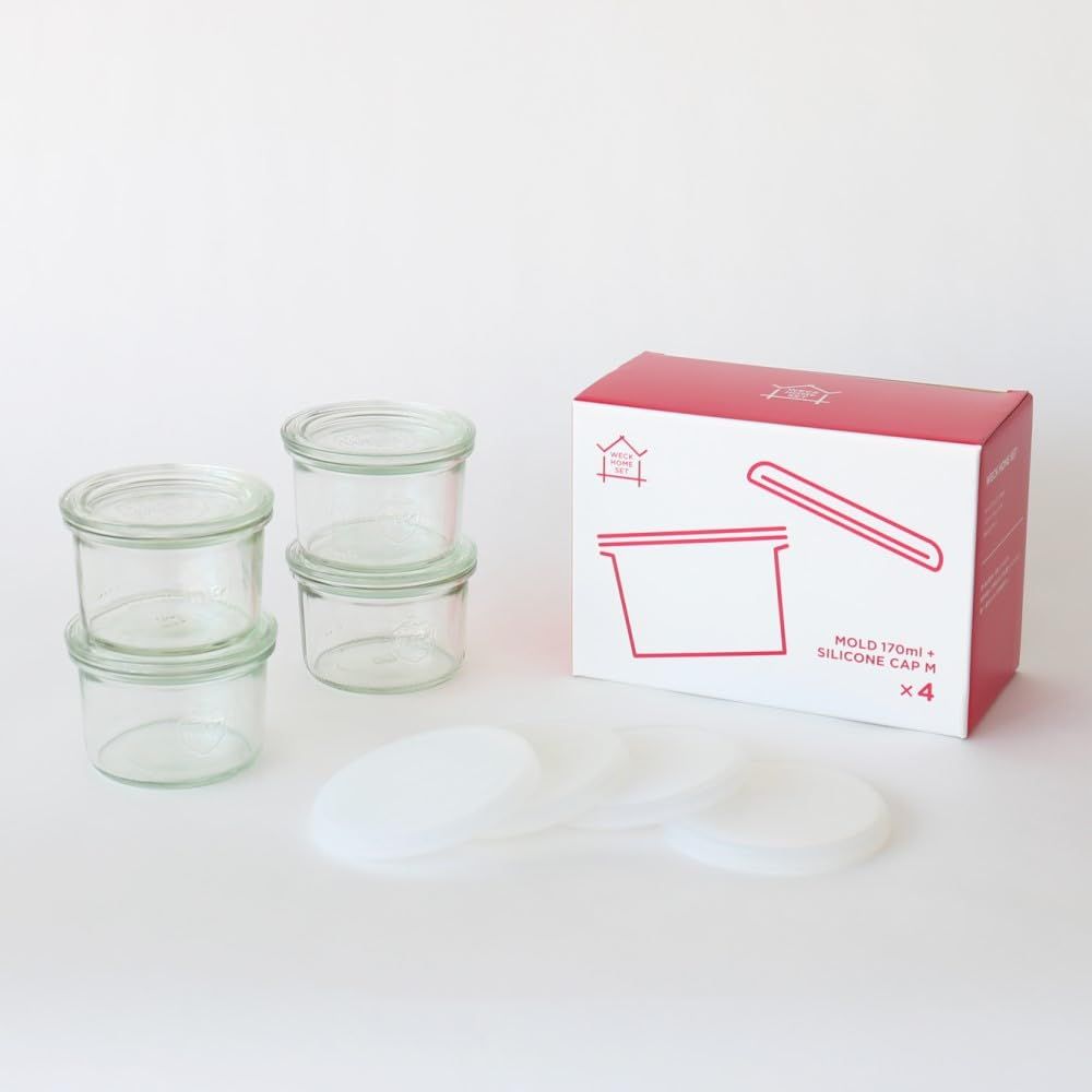 新品 ウェック(Weck) HOMESET MOLD 170ml シリコンキャップM クリア 4 個セット WE-S226