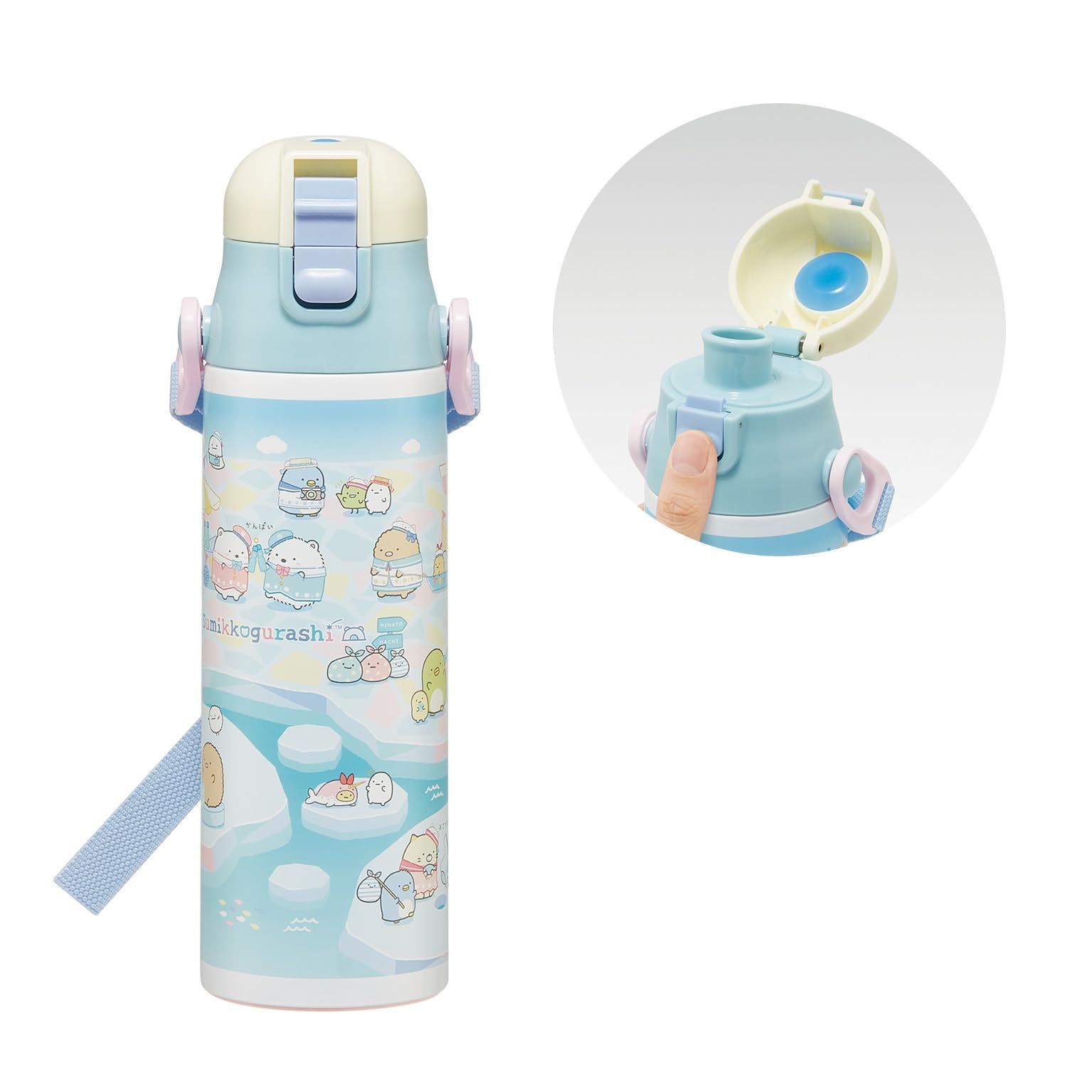 新品 スケーター(Skater) 子供用 ステンレス 水筒 直飲み 580ml 子供に優しい軽量タイプ すみっコぐらし しろくまふるさと 女の子 保冷専用 waterbottle スポーツボトル キッズ 子供 こども 水瓶 SDC6N-A