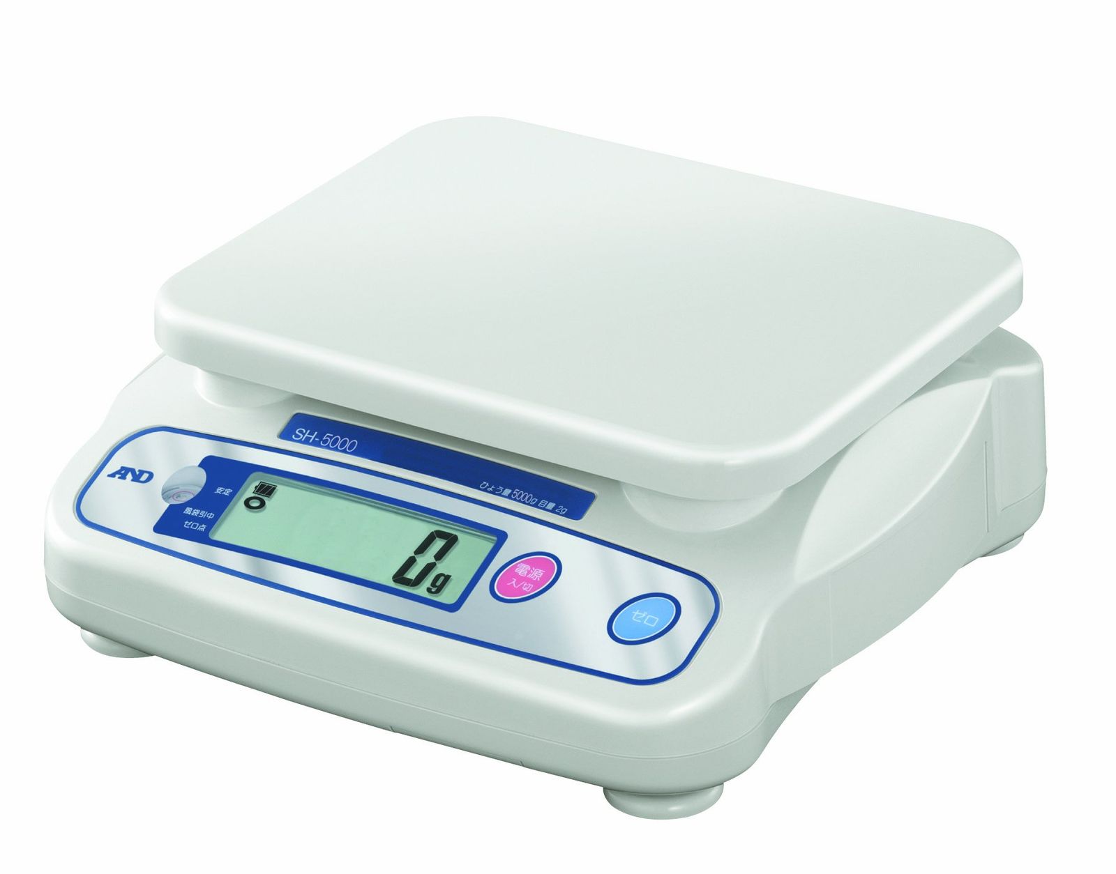 新品 A&D デジタルはかり SH-5000N ≪ひょう量:5000g 最小表示:2g 皿寸法:230(W)*190(D)mm 一般校正付≫