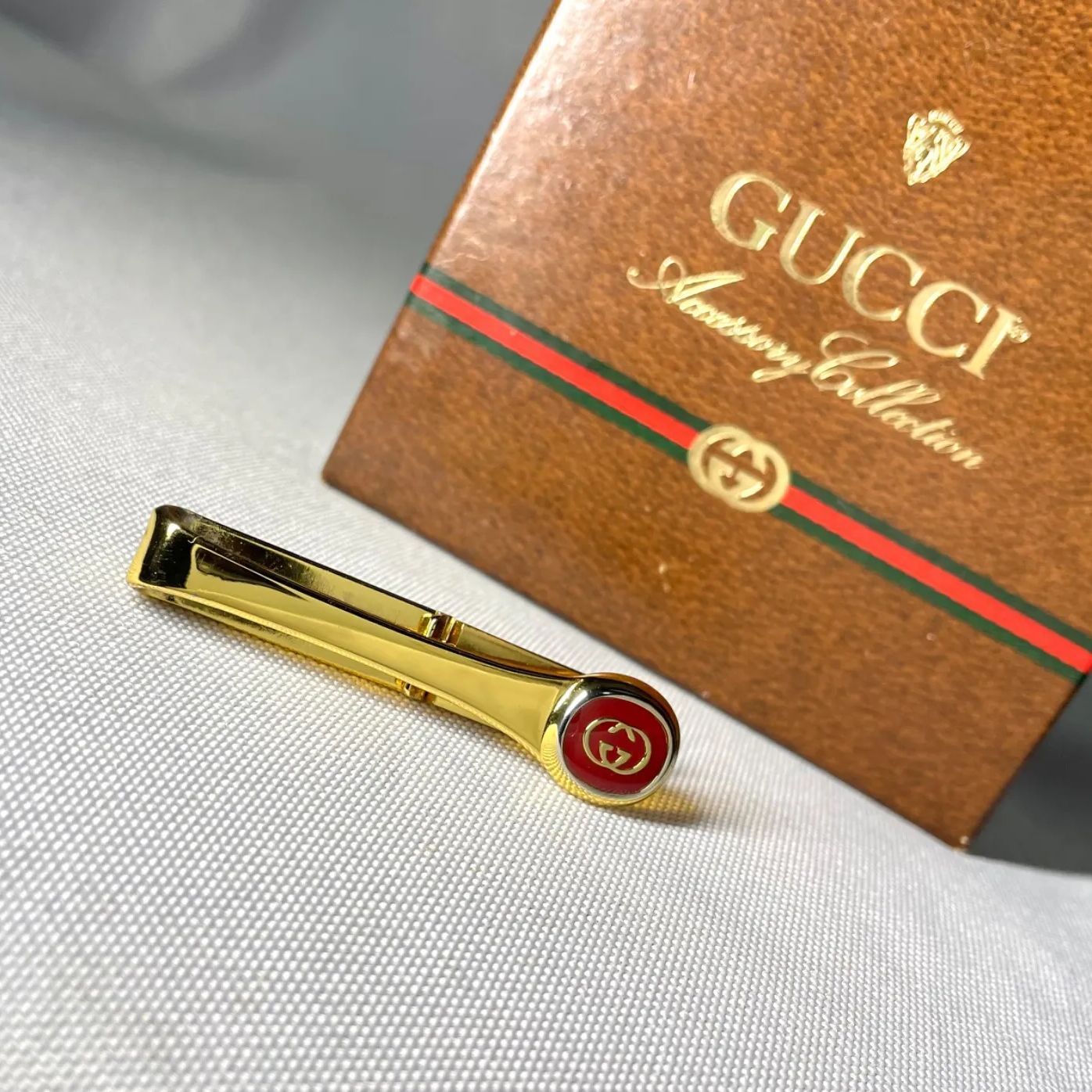 美品 GUCCI グッチ インターロッキングG GGロゴ レッド＆ゴールド