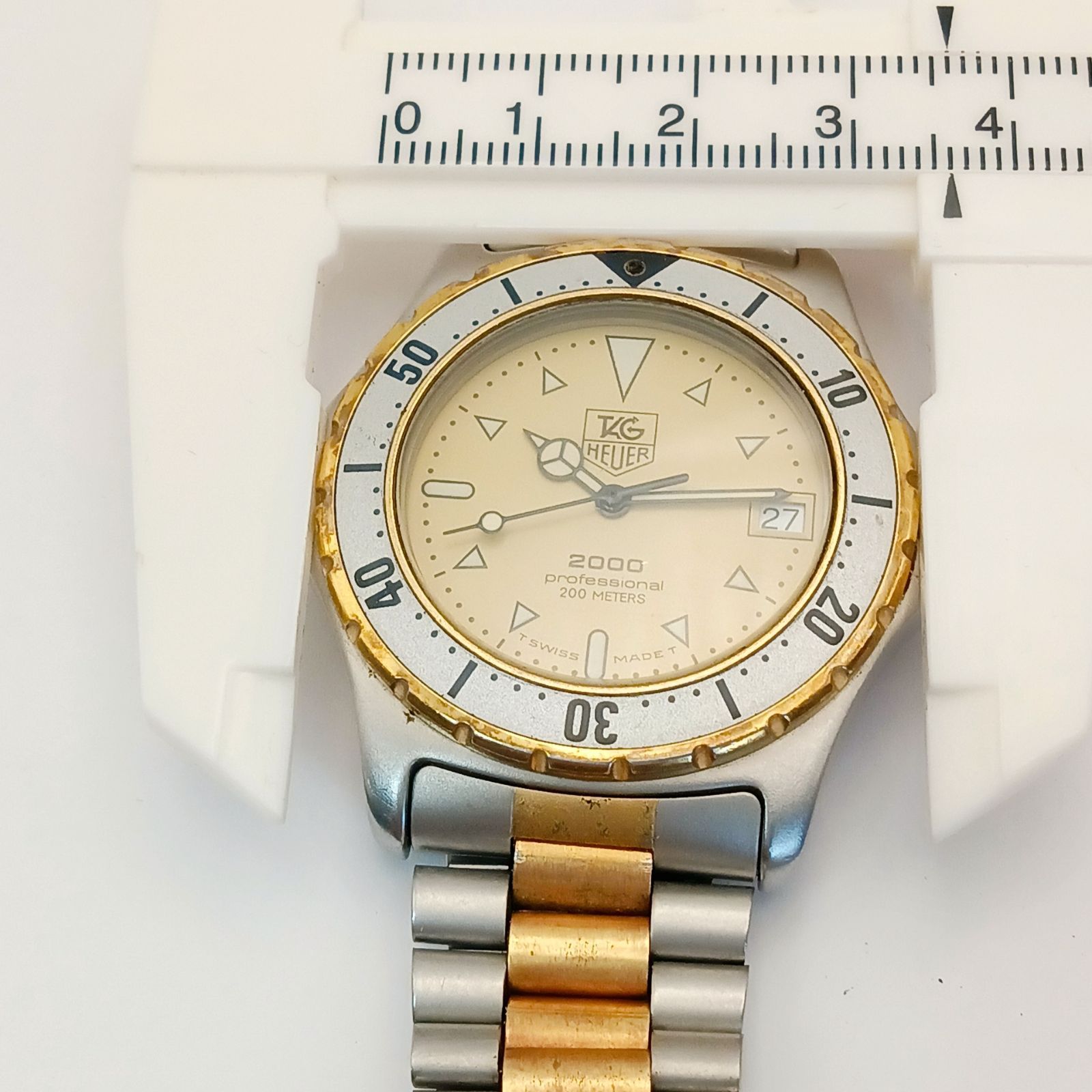 【稼働 良品】0527-2 TAG HEUER Professional 2000 タグホイヤー プロフェッショナル 974.006 メンズ腕時計 クォーツ ゴールド文字盤