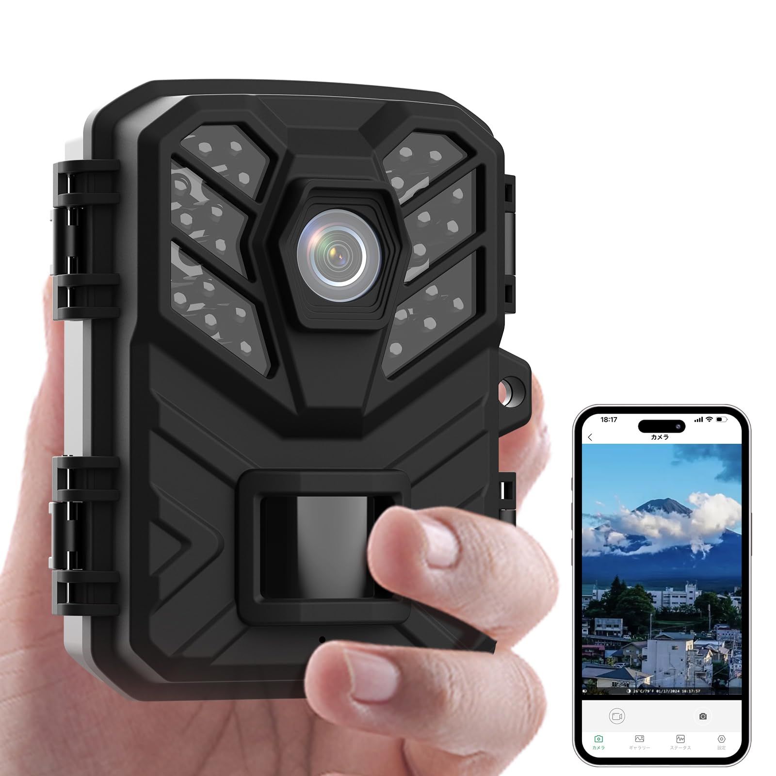 防犯カメラ WIFI対応 トレイルカメラ 小型 4800万画素 1080PフルHD 屋外カメラ 監視カメラ 暗視カメラ 動体検知 人感センサー 夜間対応赤外線LED IP66級防水防塵 野外用 0.2s超高速トリガー 電池式 自動上書き録画 c23ed169