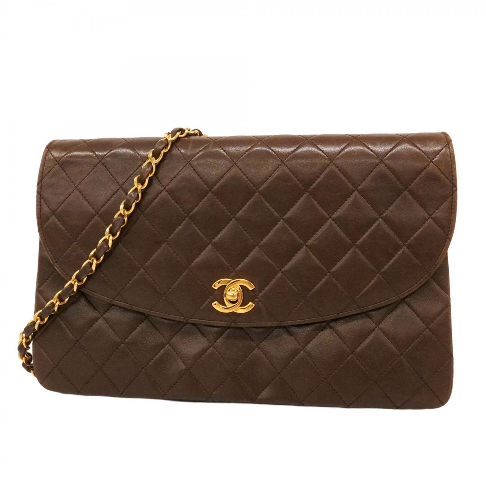 シャネル(Chanel) シャネル ショルダーバッグ マトラッセ チェーンショルダー ラムスキン ブラウン レディース