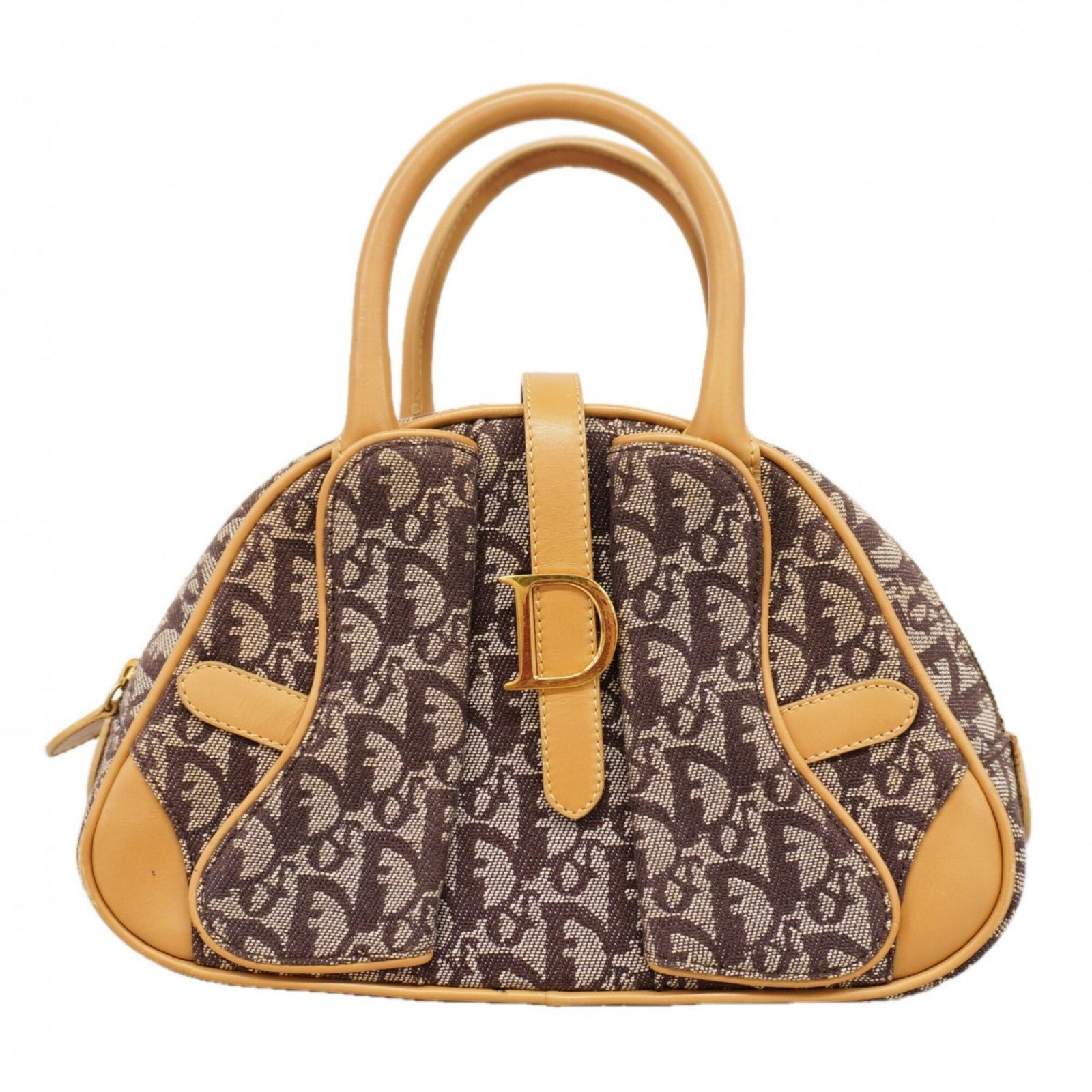 クリスチャン・ディオール(Christian Dior) クリスチャンディオール ハンドバッグ トロッター ダブルサドル キャンバス レザー ブラウン レディース