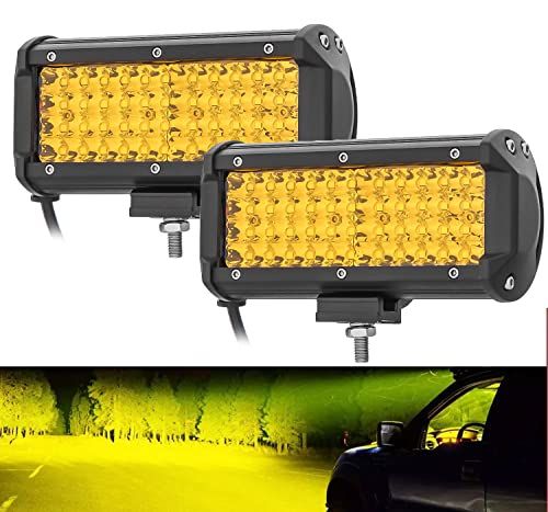 CLOWICSR 高輝度 フォグランプ LED作業灯 デッキライト ワークライト イエロー(3000K) 144W 12V-48V対応 [各種バイク/車に対応 雨/雪/霧にも高い視認性] 爆光 IP67防水 防塵 防震 前照灯 2個セット(沖 09393b8f
