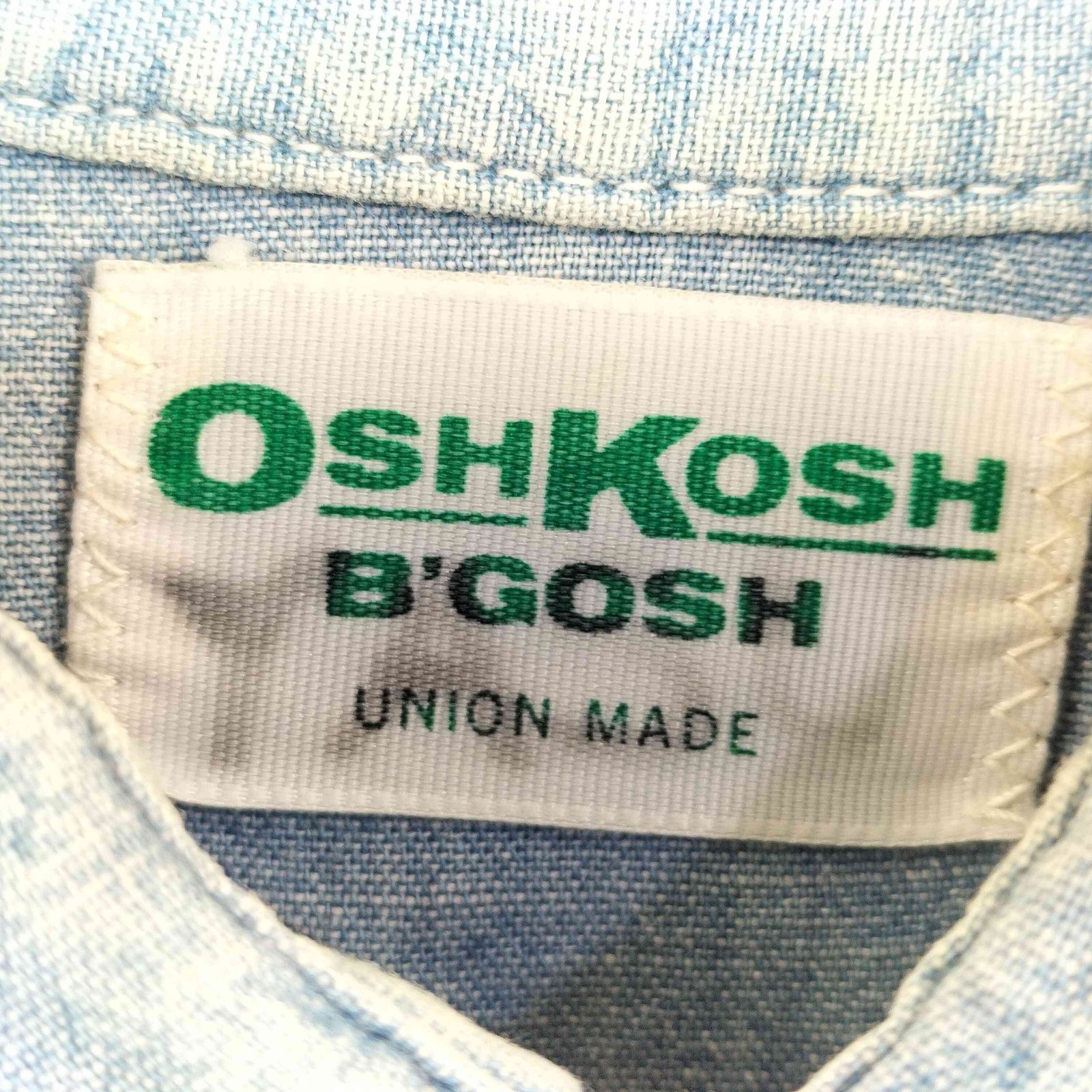 オシュコシュ OSHKOSH 60s 刺繍タグ シャンブレーシャツ メンズ 記載