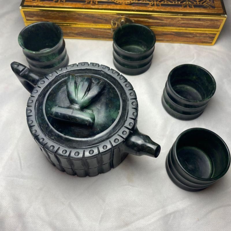 竹節壺 薬王石竹節杯 蔵玉杯 一壺四杯 煎茶道具 新品未使用