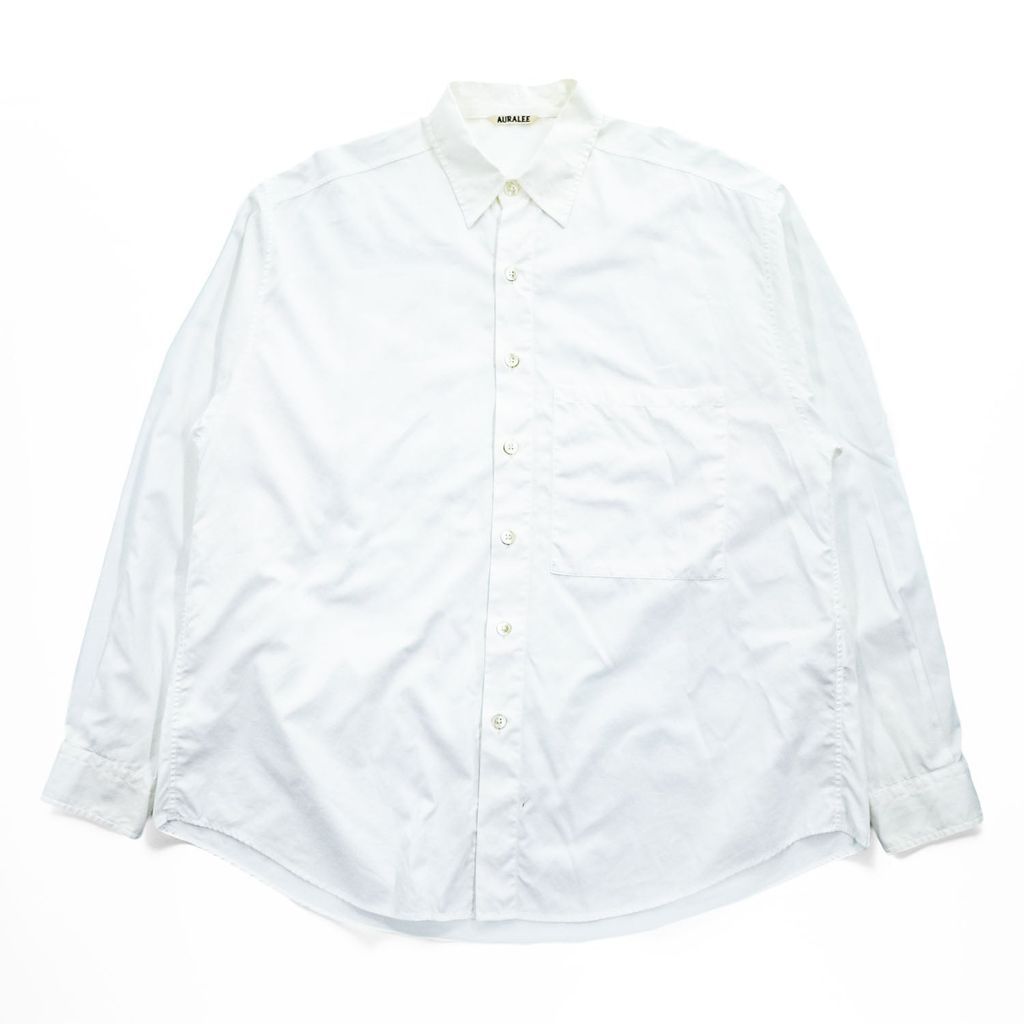 AURALEE 日本製 WASHED FINX TWILL BIG SHIRTS 長袖 ビッグシャツ L ホワイト オーバーサイズ フィンクスコットンツイル A7AS02TN