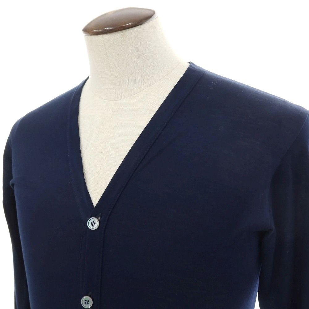 値下げ　Drumohr（ドルモア）カーティガン ネイビー直営店購入タグ有　春夏用 中古】ドルモア DRUMOHR コットン カーディガン ネイビー【サイズL