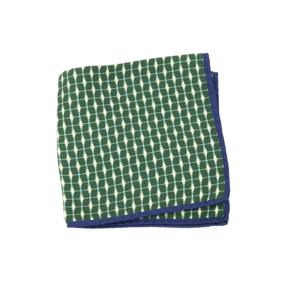 【新品】カナーリ CANALI シルク 両面プリント ポケットチーフ グリーンxネイビー【メンズ】