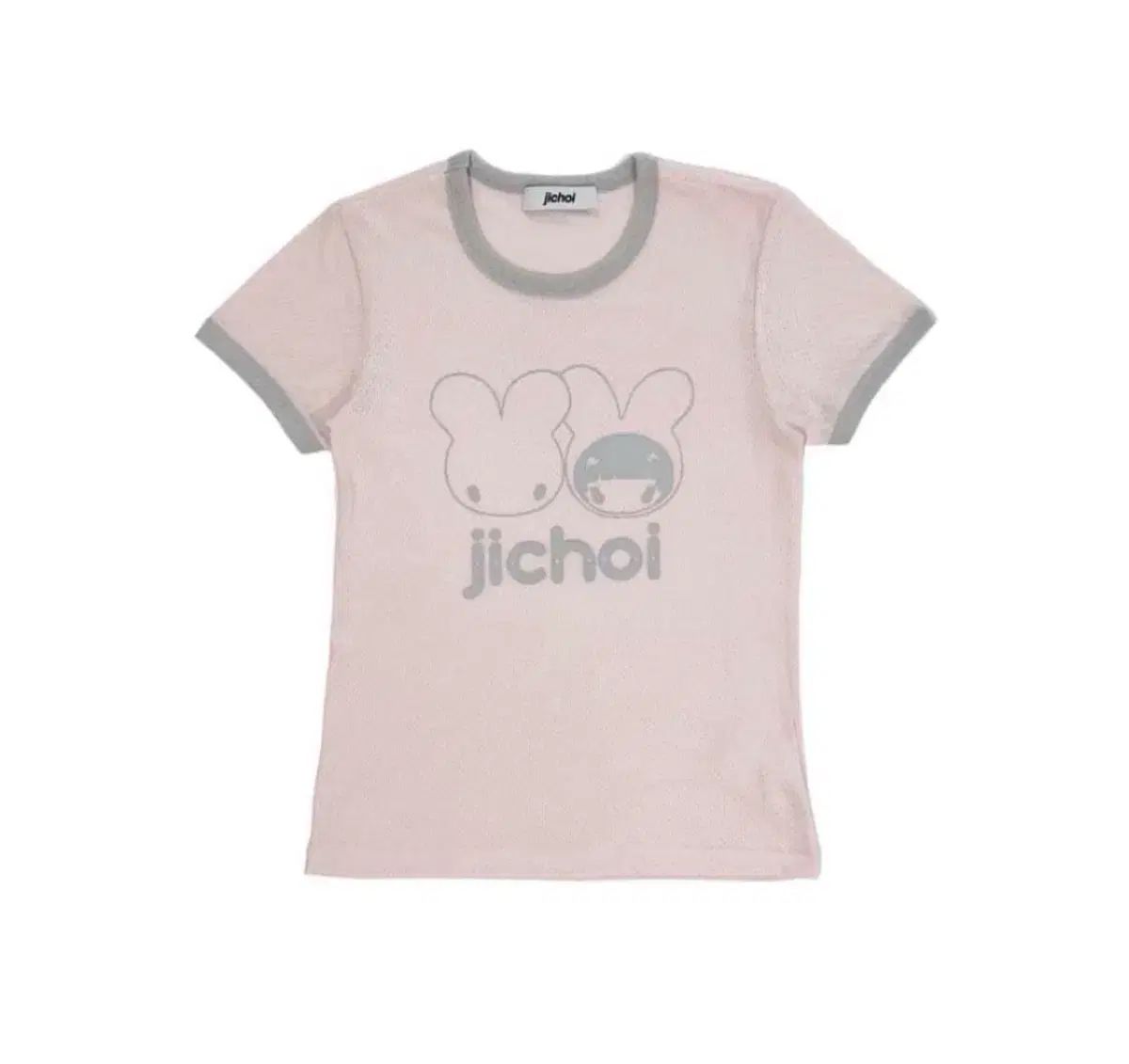 JiCHOI 24ss フィッテッド ロゴ Tシャツ 半袖 ピンク