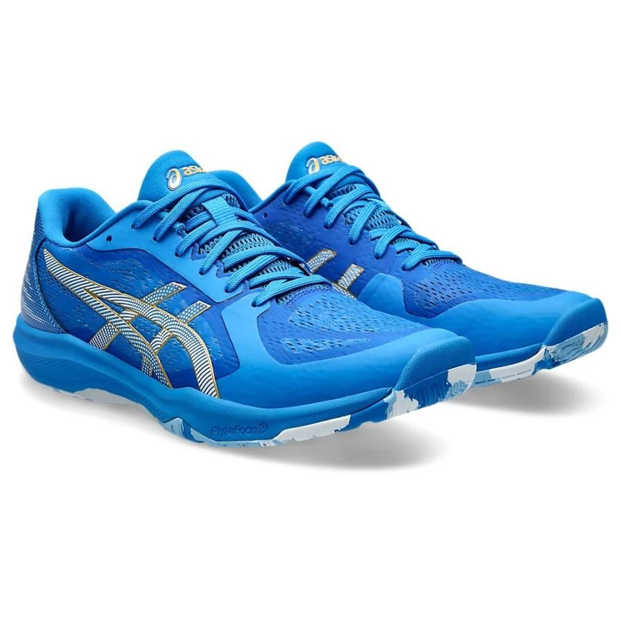 【在庫限り】asics 卓球シューズ 1073A064 400 DYNAFEATHER ディレクトワールブルー×Pゴールド アシックス