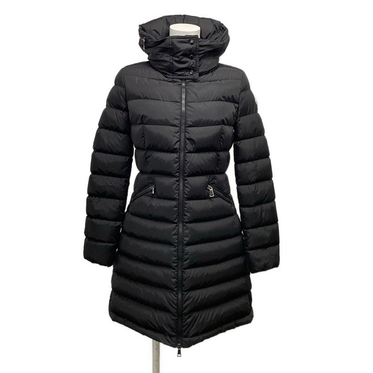 MONCLER(モンクレール) ダウンコート サイズ0 XS レディース FLAMMETTE(フラメッテ) 黒 長袖/フード収納可/冬 コットン、ダウン