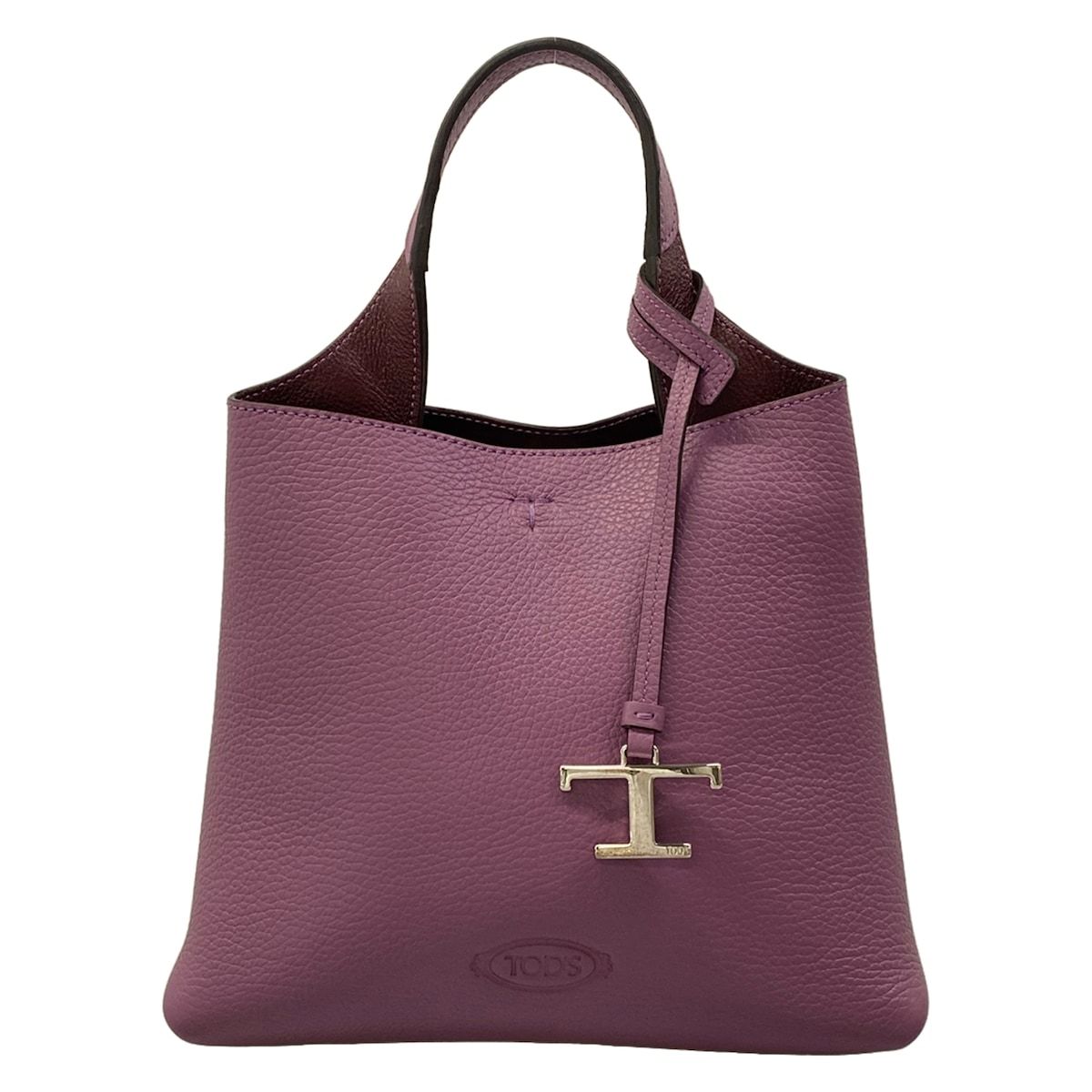 TOD'S(トッズ) ハンドバッグ美品 レザー バッグ ミニ パープル×ボルドー レザー