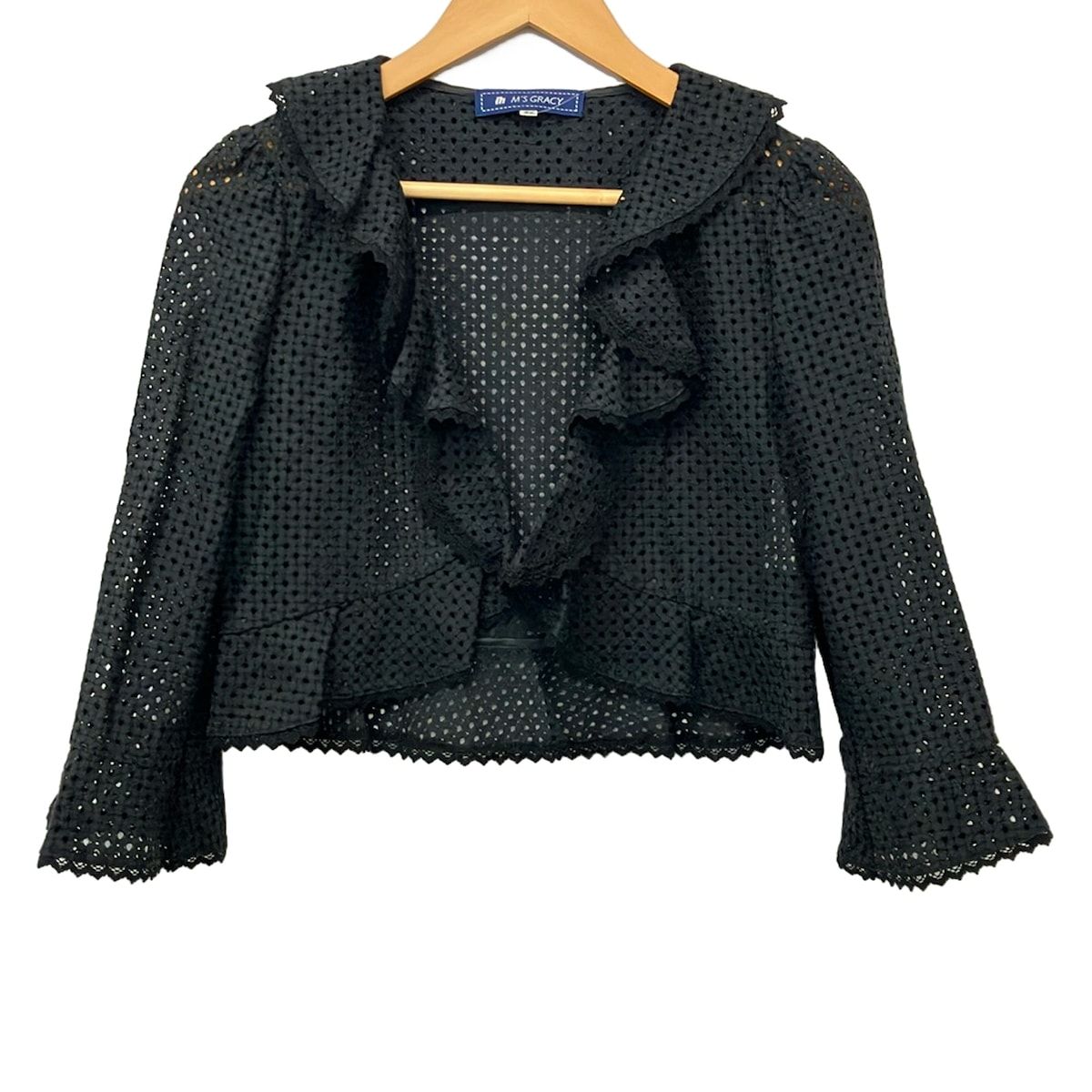 M'S GRACY(エムズグレイシー) ジャケット サイズ38 M レディース美品 - ダークネイビー 長袖/フリル/メッシュ/春/秋