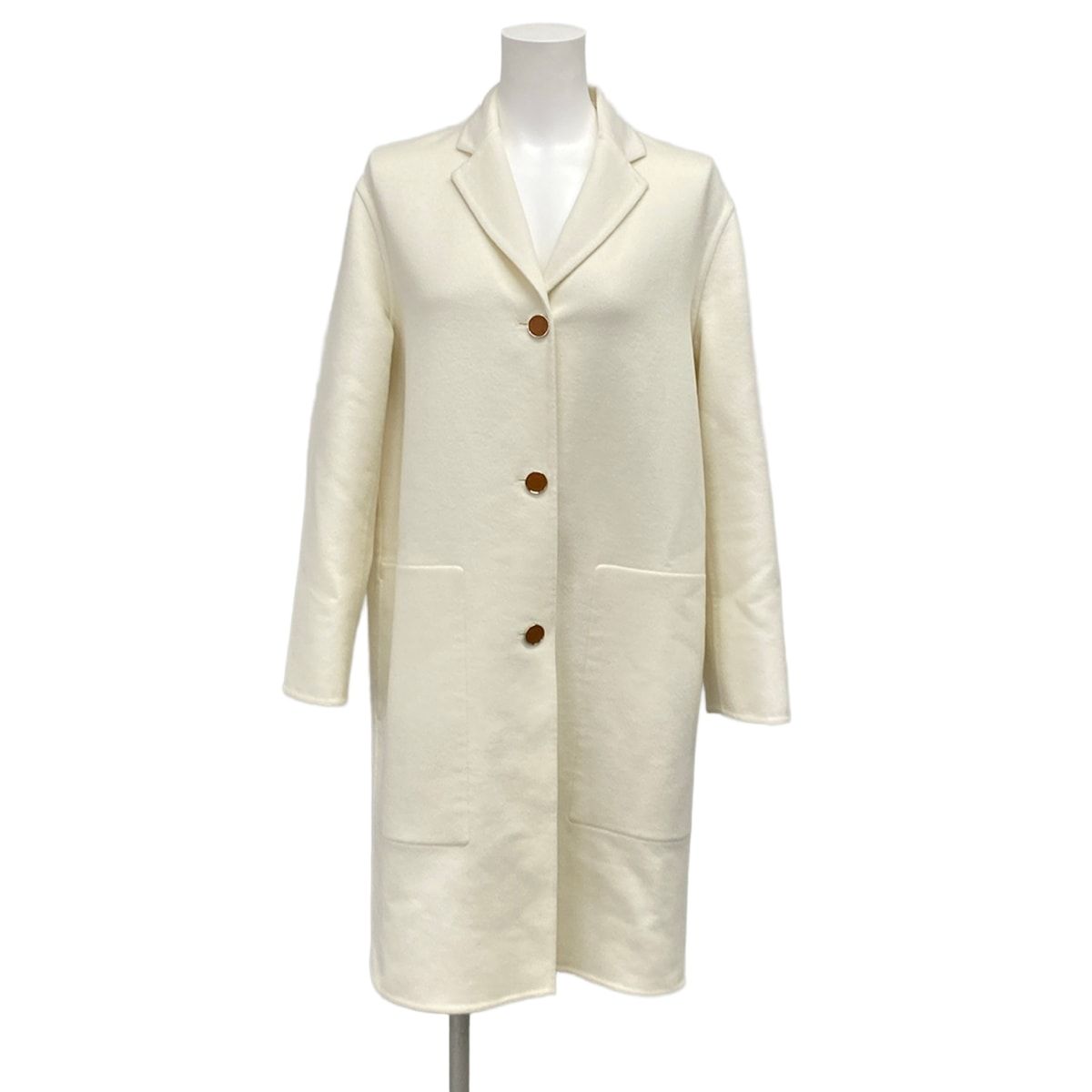 HERMES(エルメス) コート サイズ36 S レディース美品 - 3H0188DA アイボリー 長袖/カシミヤ/セリエボタン/秋/冬/23AW カシミヤ