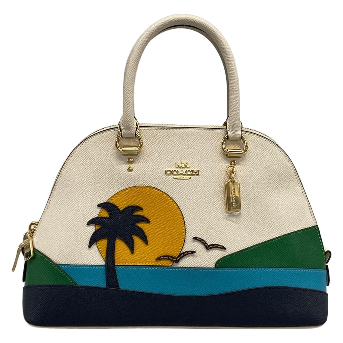 COACH(コーチ) ハンドバッグ ケイティ サッチェル サンセット モチーフ 1581 アイボリー×ダークネイビー×マルチ レザー