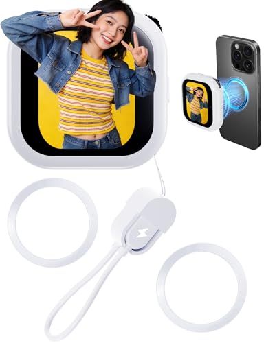 【最新ワイヤレス接続】 スマホ用自撮りモニター 外カメラ自撮りモニター じどりモニター 自撮りカメラ iPhone背面カメラモニター ズーム撮影 鏡像反転 スマホ Vlog用モニター画面 高精細外部ディスプレイ 磁気式 超薄型 超軽量 iph 74cab2f5