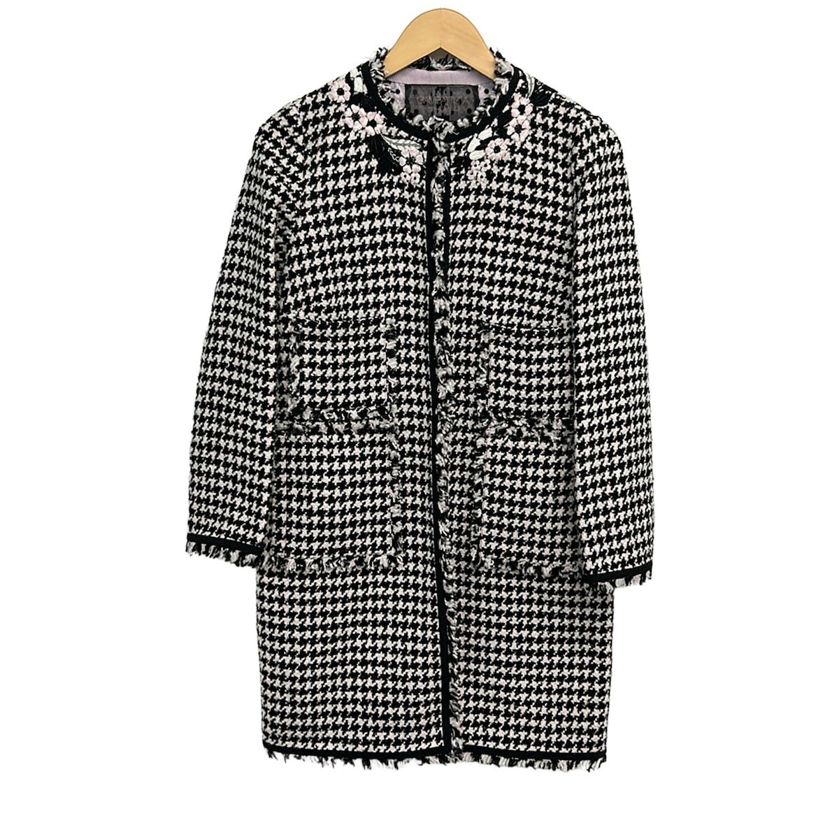 GiAMBATTiSTA VALLi(ジャンバティスタヴァリ) コート サイズ42/S レディース - 黒×白×ライトピンク 長袖/フラワー(花)/ラメ/秋