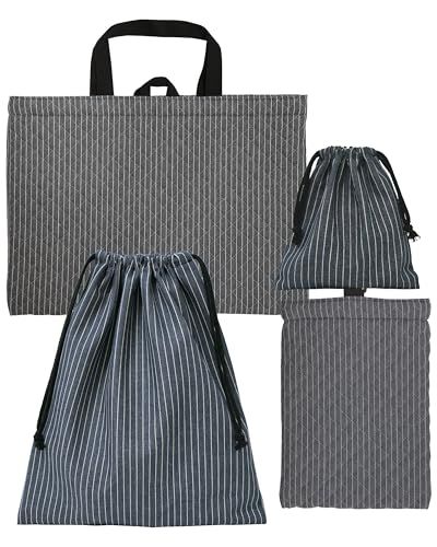 【新品】入学 4点セット 入学準備 入園セット 保育園 小学校 レッスンバッグ シューズバッグ 巾着袋 S/L 日本製 子供 キッズ 男の子 ヒッコリー 1b6255a1