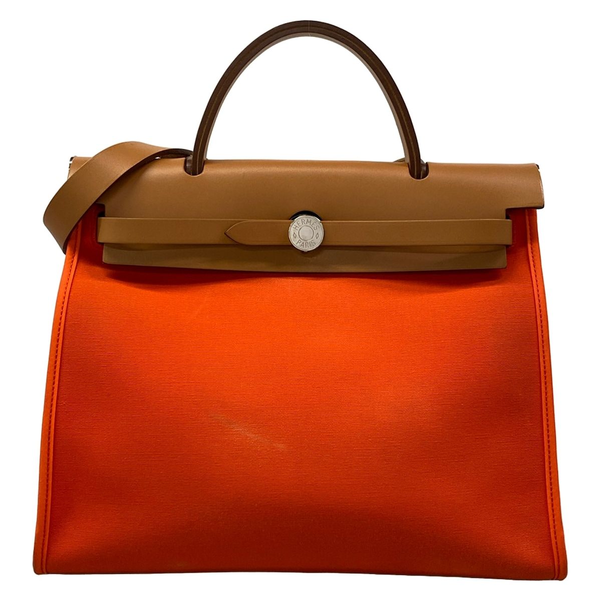 HERMES(エルメス) ハンドバッグ エールバッグジップPM カプシーヌ×ナチュラル シルバー金具