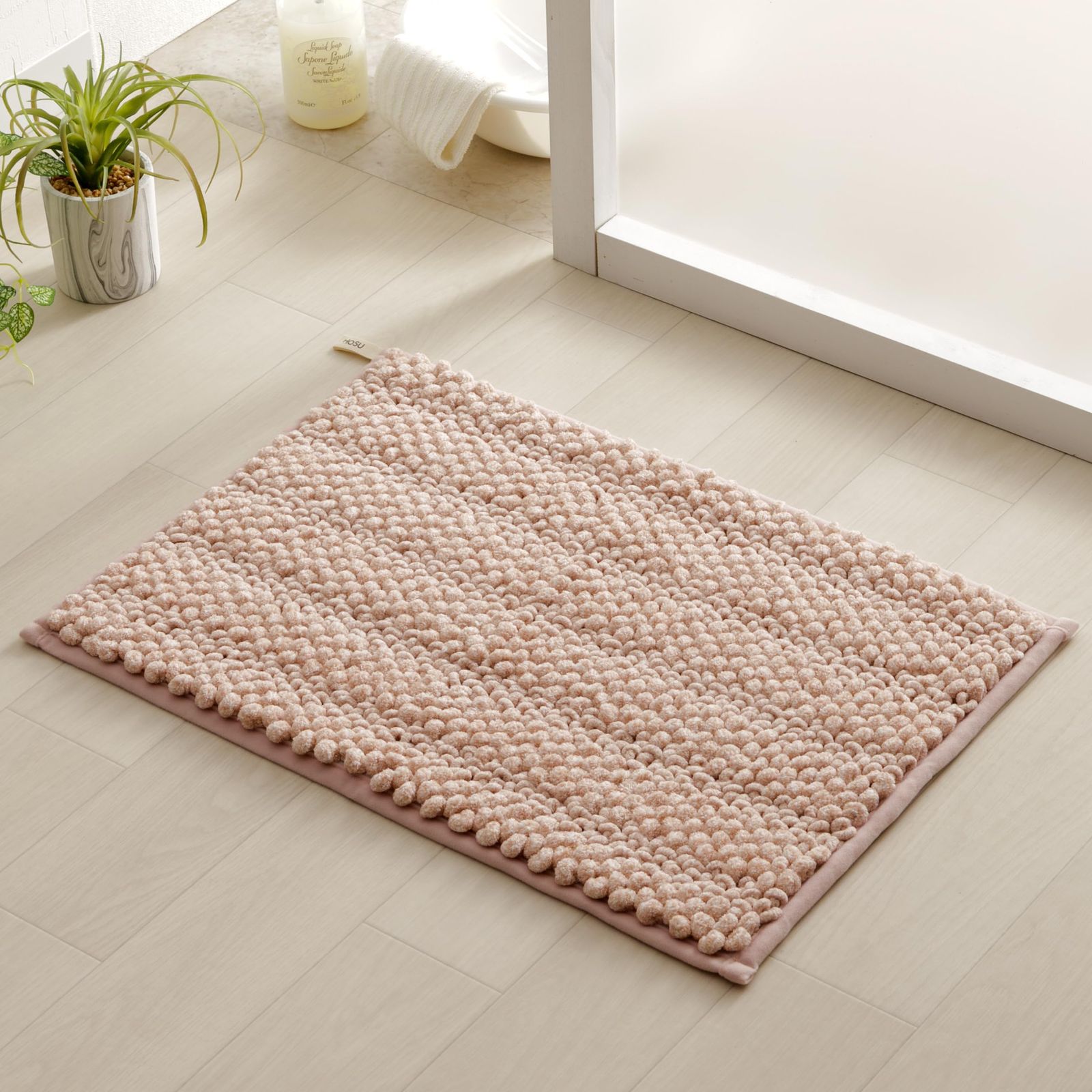 新品 イケヒコ バスマット 洗える 吸水 抗菌防臭 ペコラプラス 約50×75cm ピンク 滑り止め 浴室 洗面所 洗面台前 足ふきマット #1302450220501