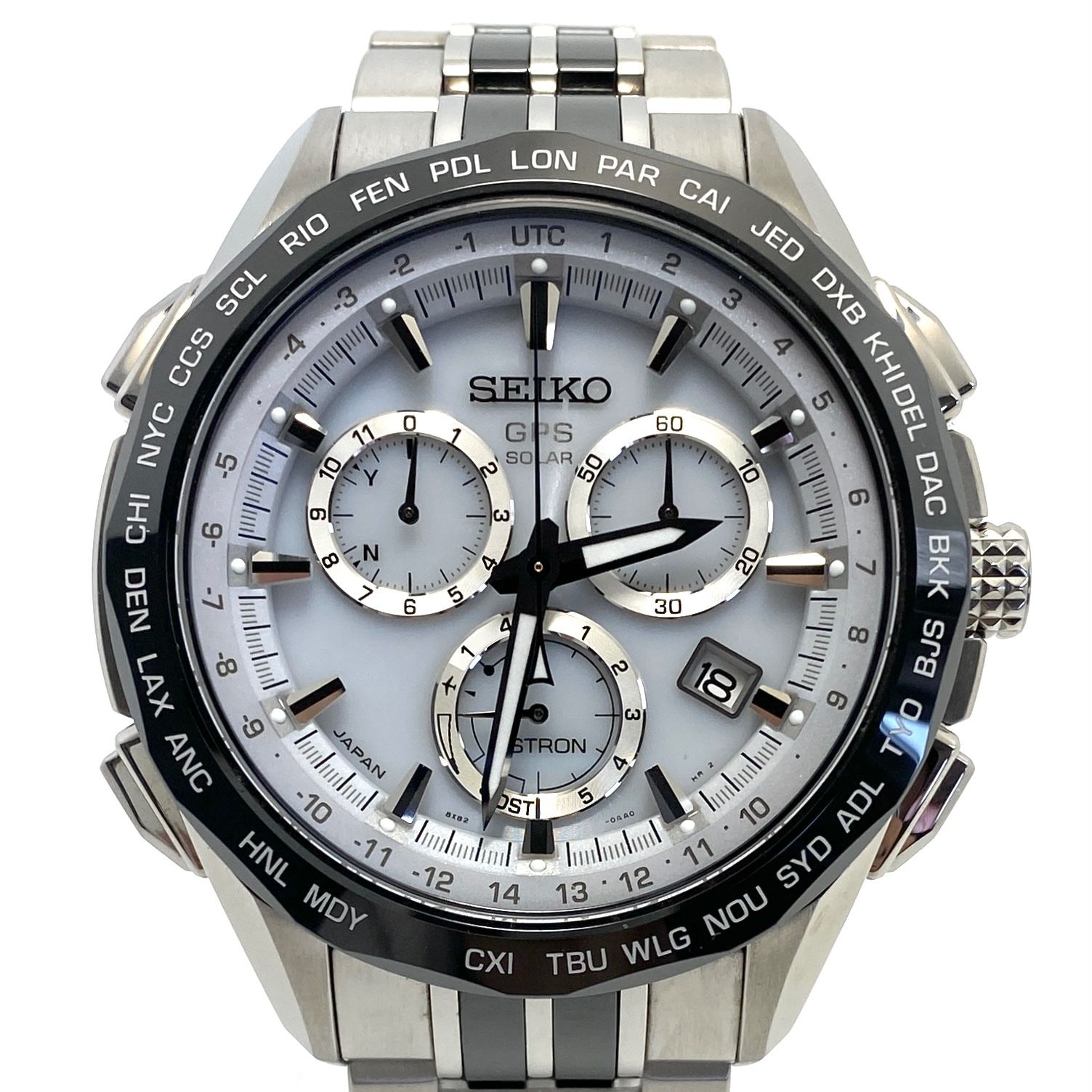 【希少・美品】腕時計 メンズ セイコー SEIKO アストロン SBXB001 8X82-0AA0 リミテッド 2014年限定モデル 7,000本限定 GPSソーラー デイト表示 白 チタニウム セラミック 10気圧防水
